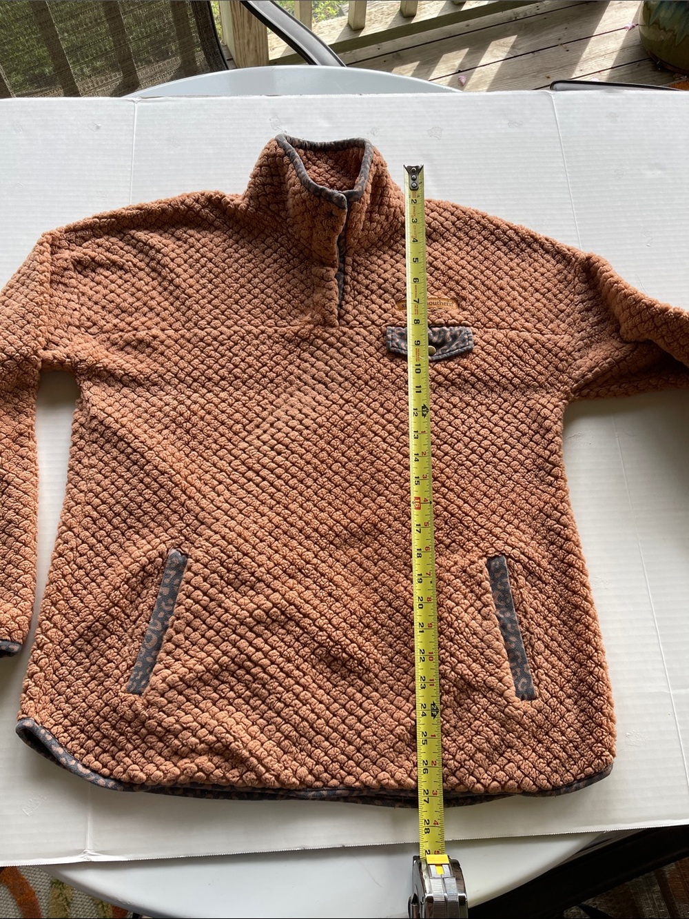 Simply Southern Rust Textured Zip Pullover - Picture 8 of 11